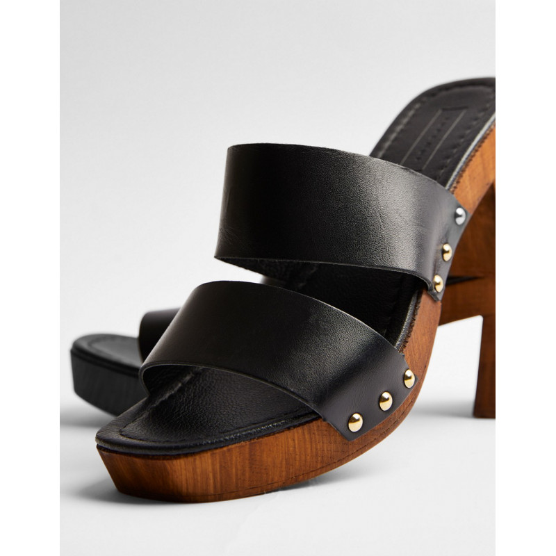 Topshop heeled clogs in black