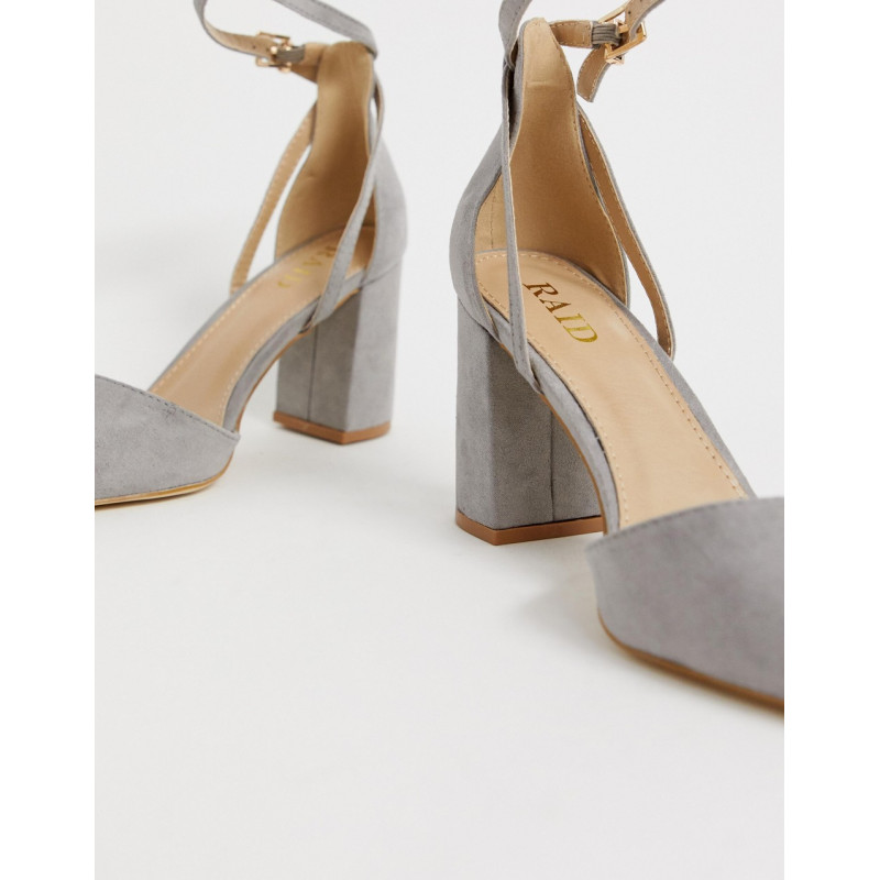 RAID Katy grey block heeled...