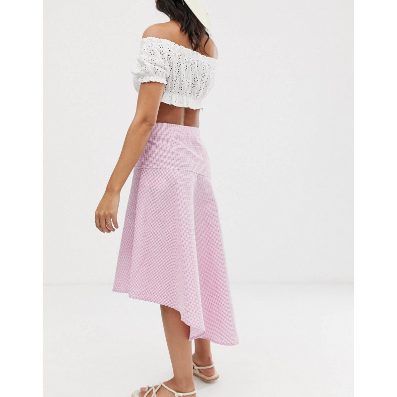 Vila check midi skirt