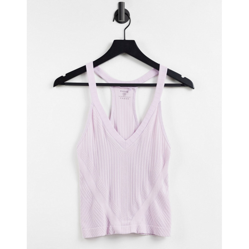 Pieces ribbed vest top in...