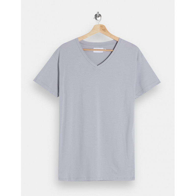 Topman v-neck t-shirt in grey