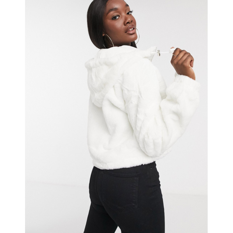 Missguided faux fur hooded...