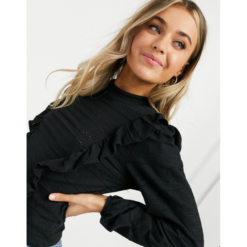 Pieces sweater with ruffles...