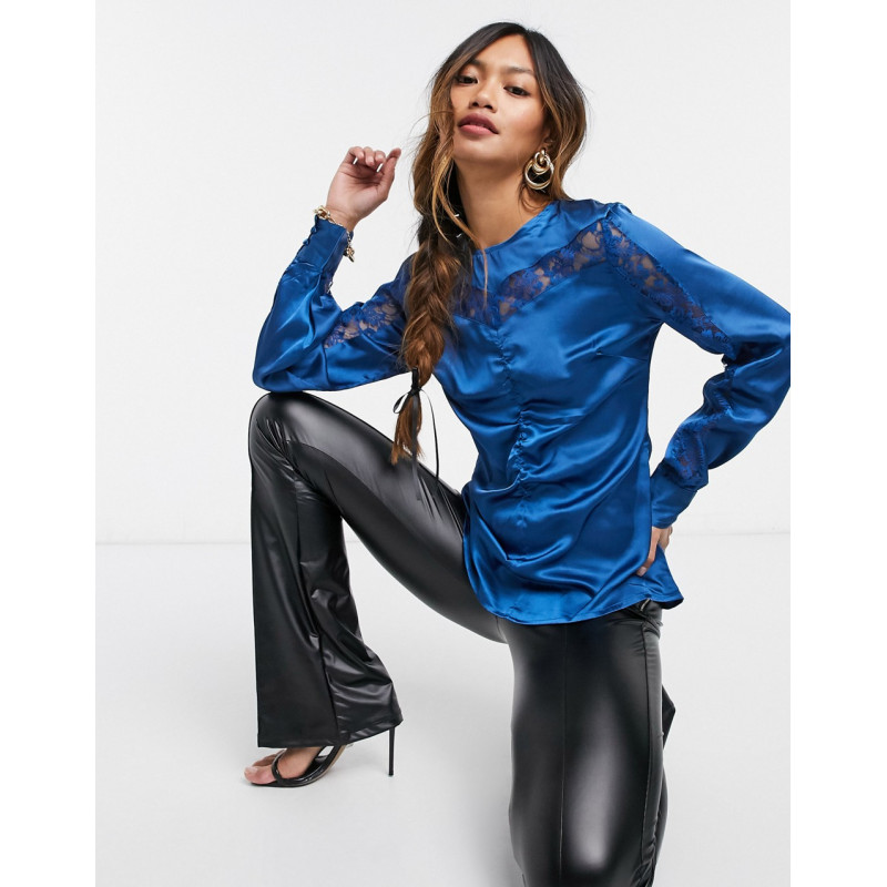 Elvi satin ruched blouse in...
