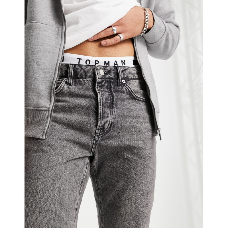 Topman straight jeans in grey