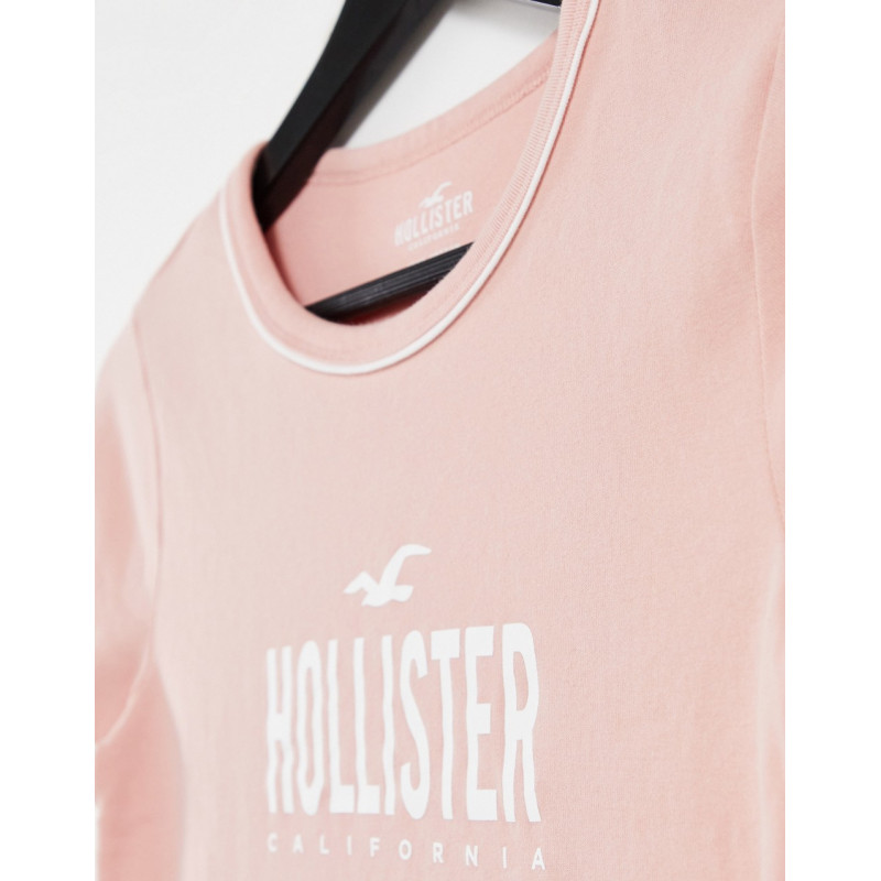 Hollister logo t shirt in pink