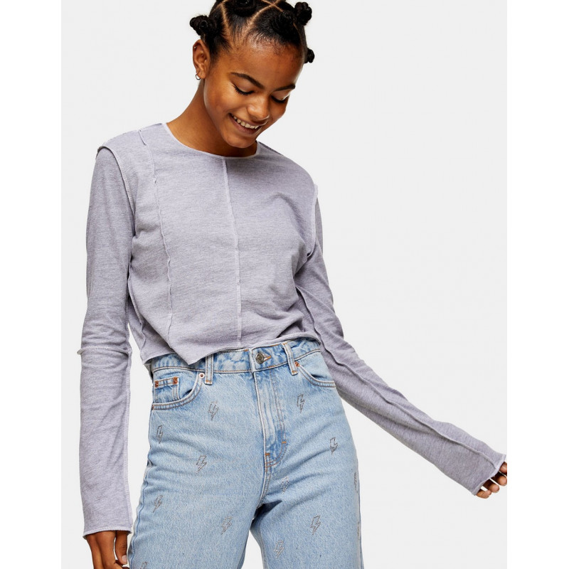 Topshop stitch long sleeve top