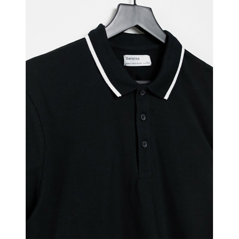 Bershka polo shirt in black