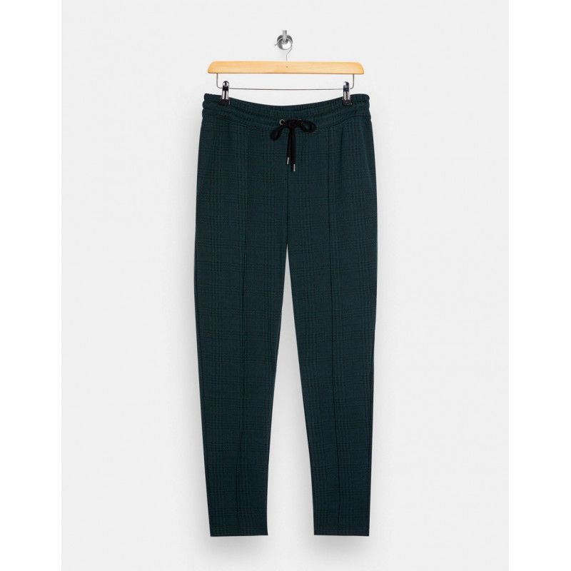 Topman check joggers in green