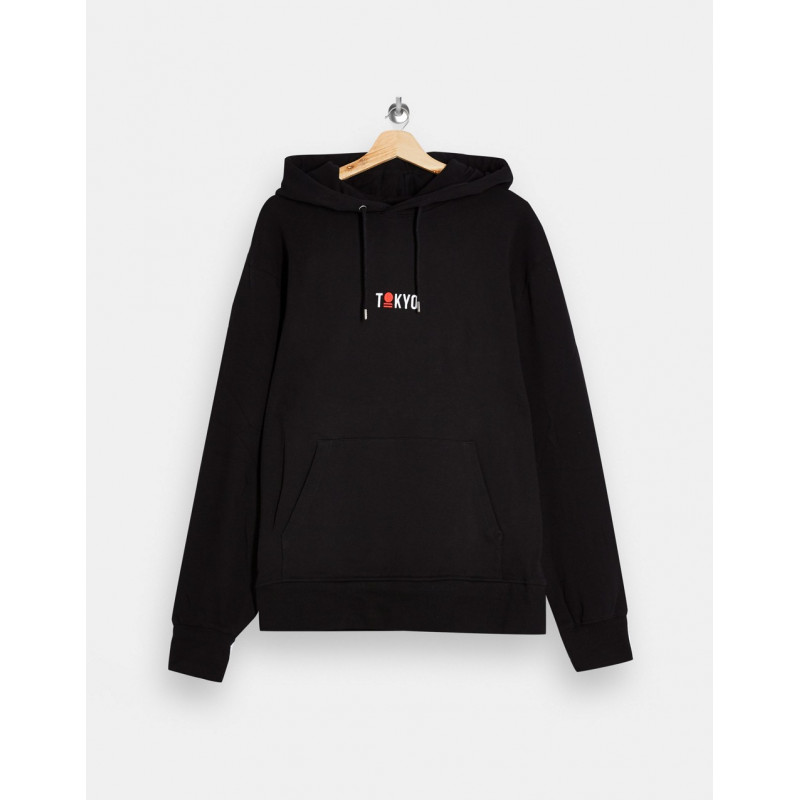 Topman Tokyo hoodie in black