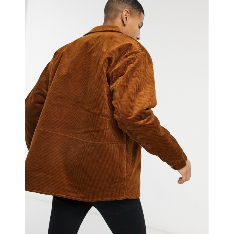 Topman cord jacket in rust