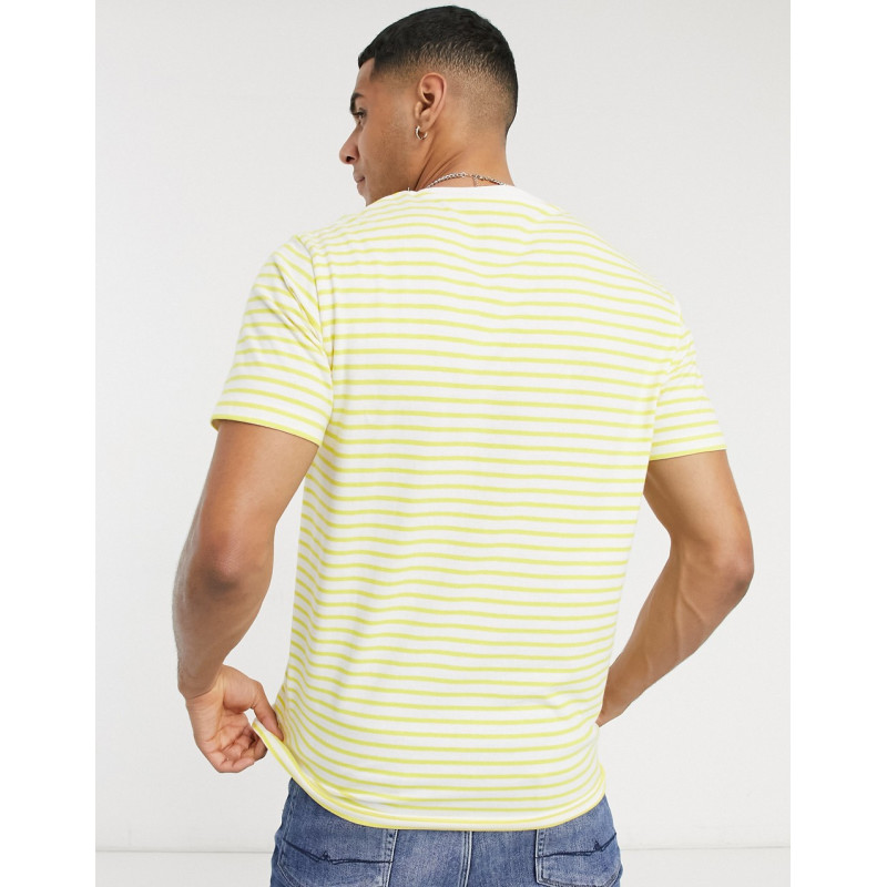Celio stripe t-shirt in yellow