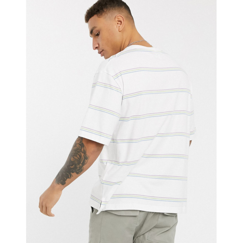 Topman stripe t-shirt in white