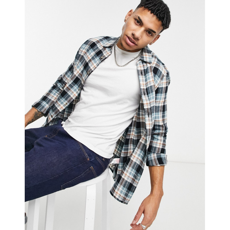 Topman checked shirt in blue
