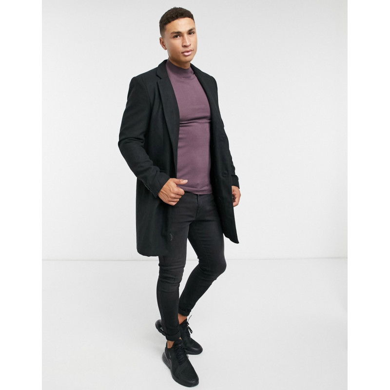 Only & Sons overcoat in black