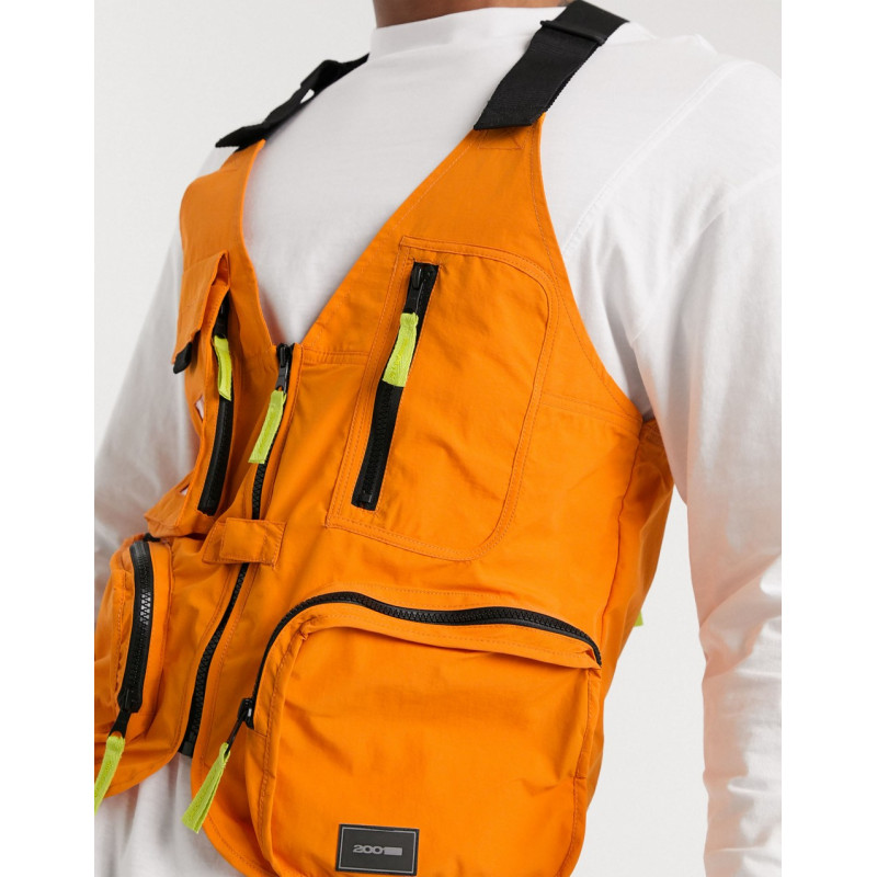Bershka utility vest in orange