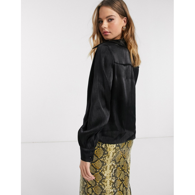 Y.A.S satin shirt in black