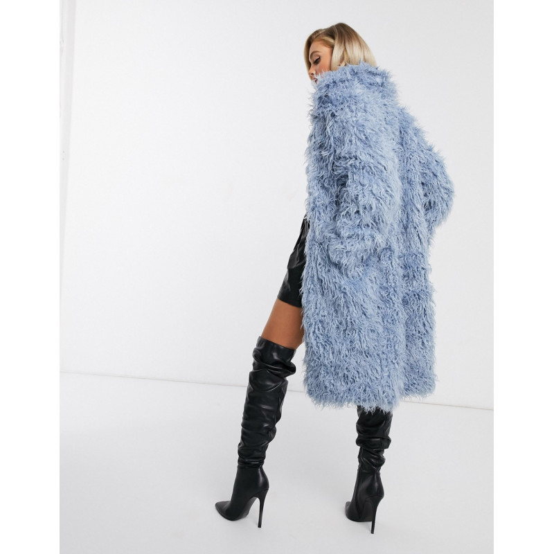 NA-KD faux fur coat in blue