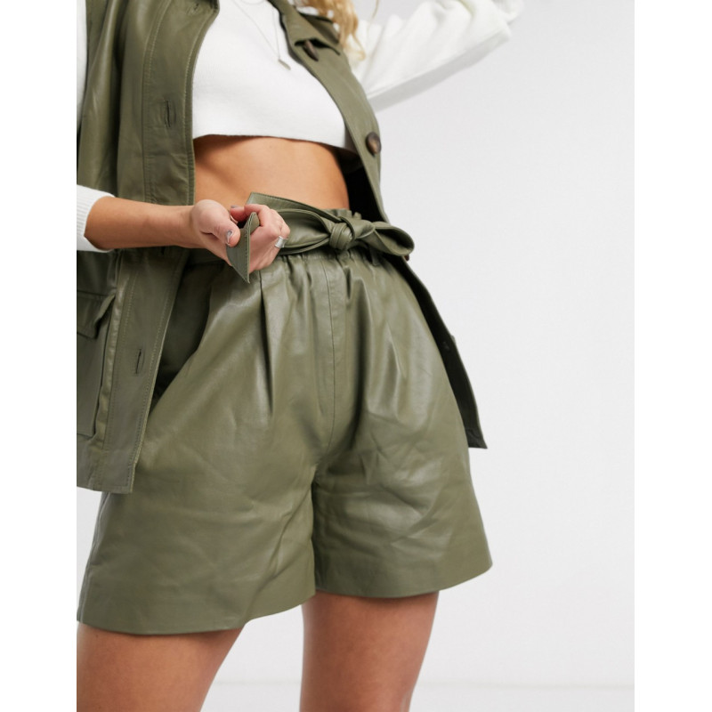 Object leather shorts with...