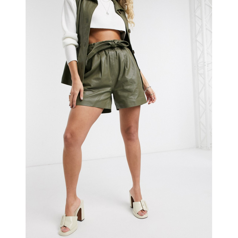 Object leather shorts with...