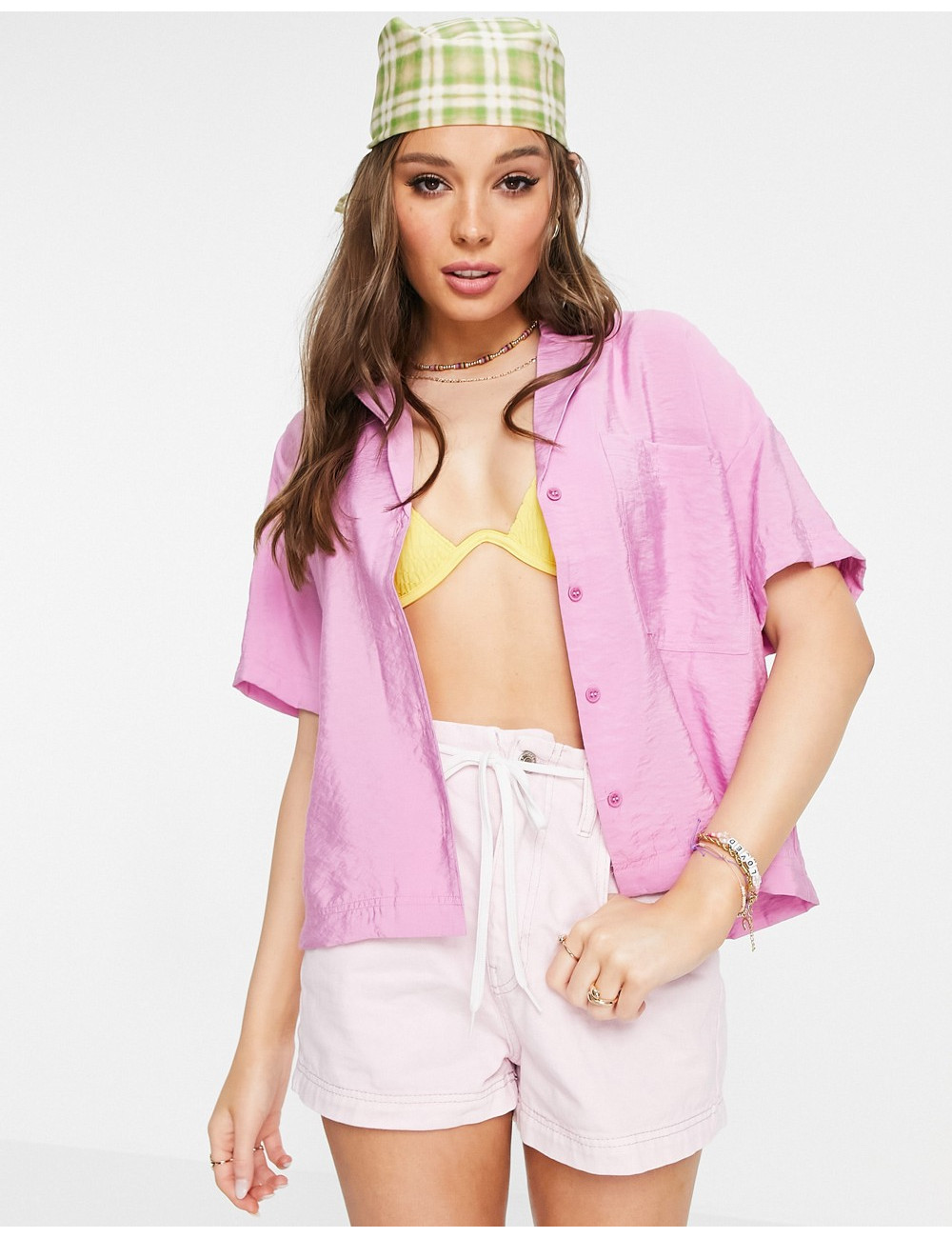 Pull&Bear shirt co-ord in pink