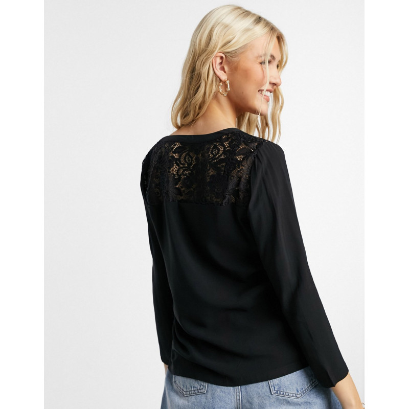 JDY woven lace blouse in black