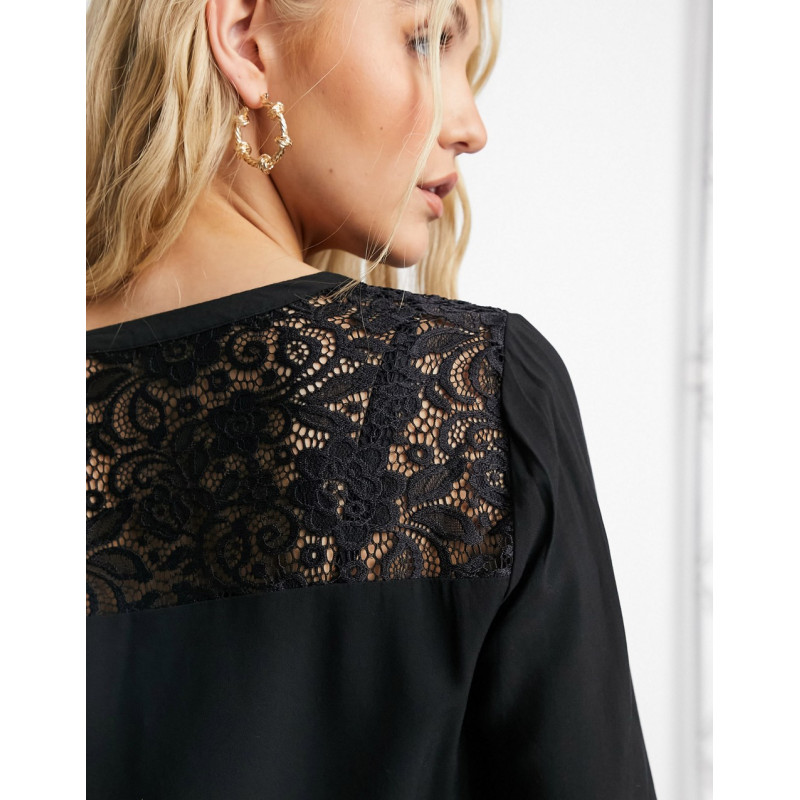 JDY woven lace blouse in black