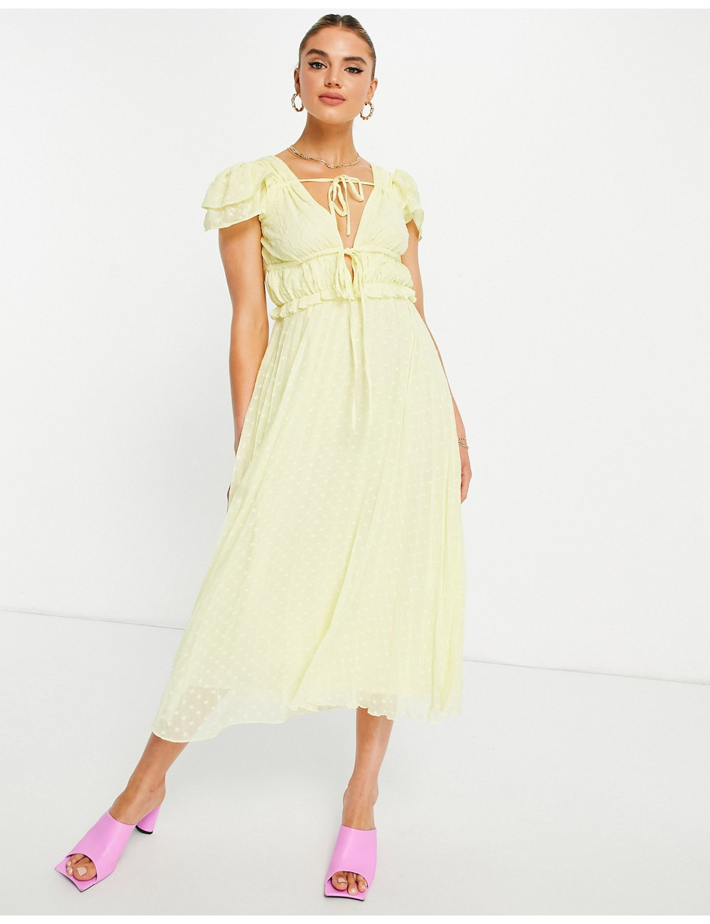 ASOS DESIGN plunge pleated...