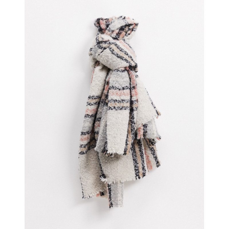 Pieces check scarf in whitecap