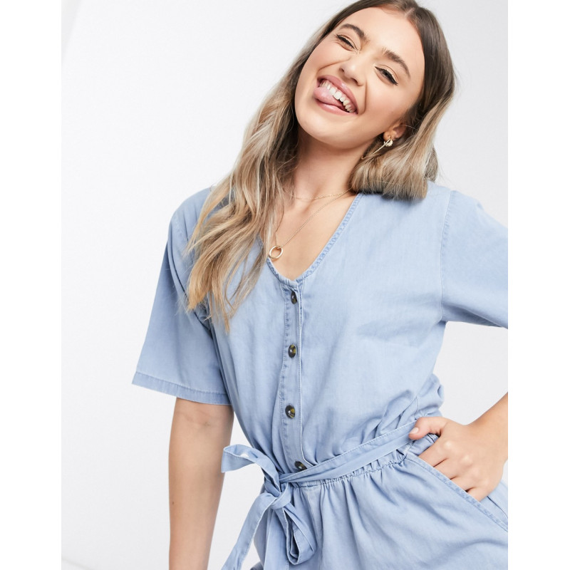 JDY chambray playsuit in blue