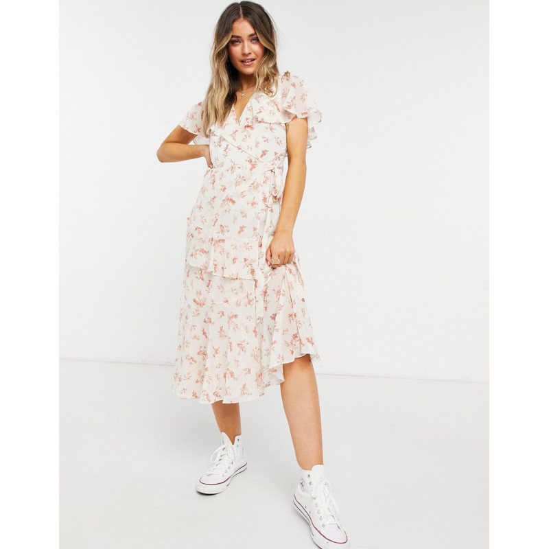 Oasis ruffle midi dress in...