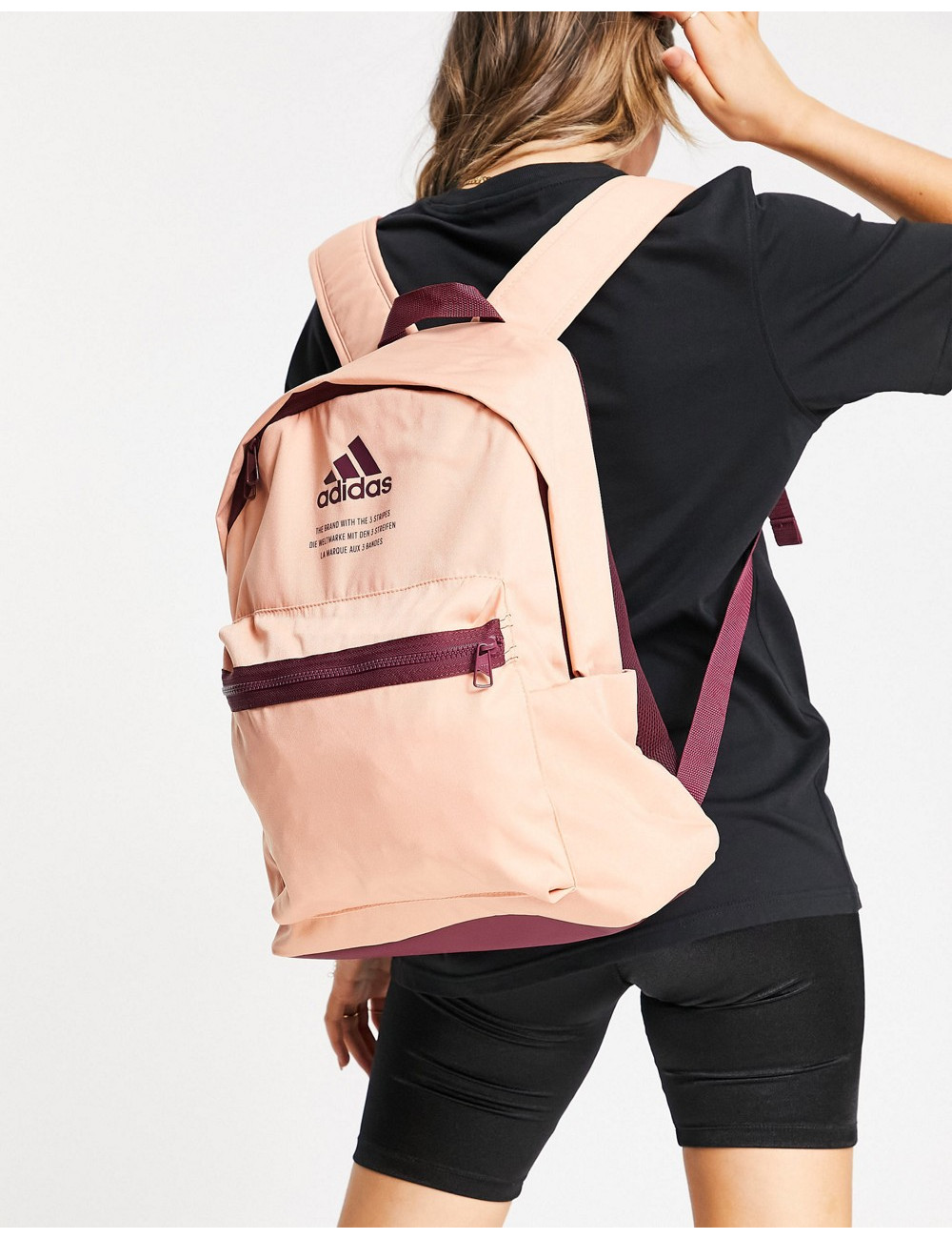 adidas backpack in peach