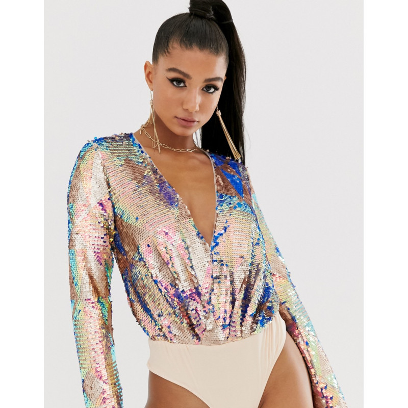 TFNC wrap front bodysuit in...