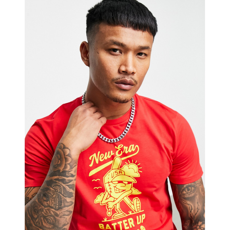 New Era t-shirt in red with...