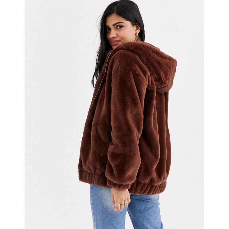 New Look fur hooded bomber...