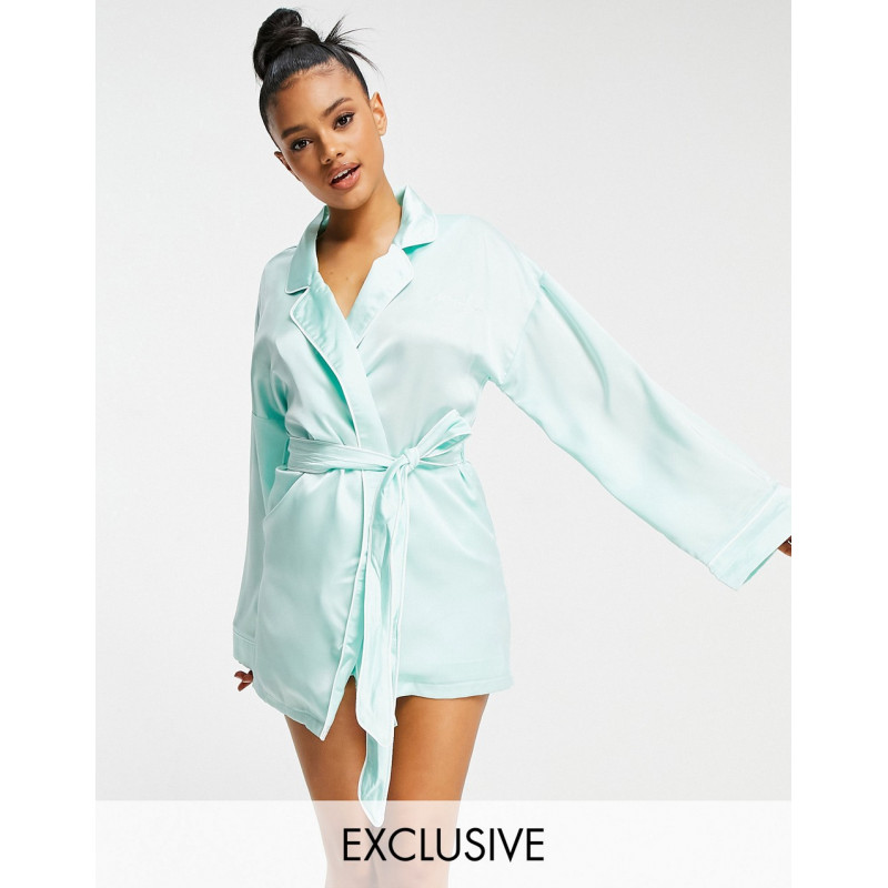 Missguided satin robe with...