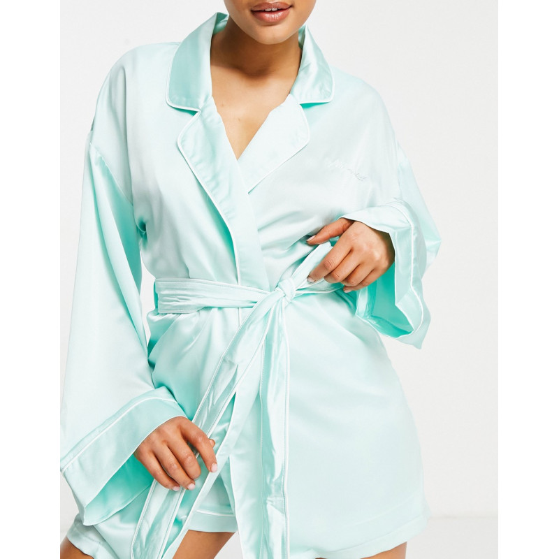 Missguided satin robe with...
