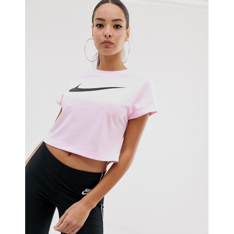 Nike Pink swoosh crop t-shirt