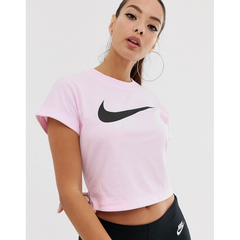 Nike Pink swoosh crop t-shirt