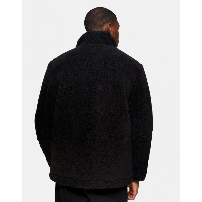 Topman borg jacket in black