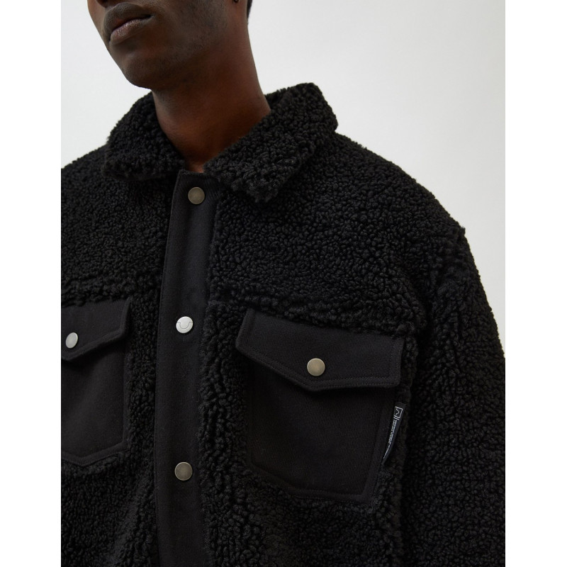 Pull&Bear borg jacket in black