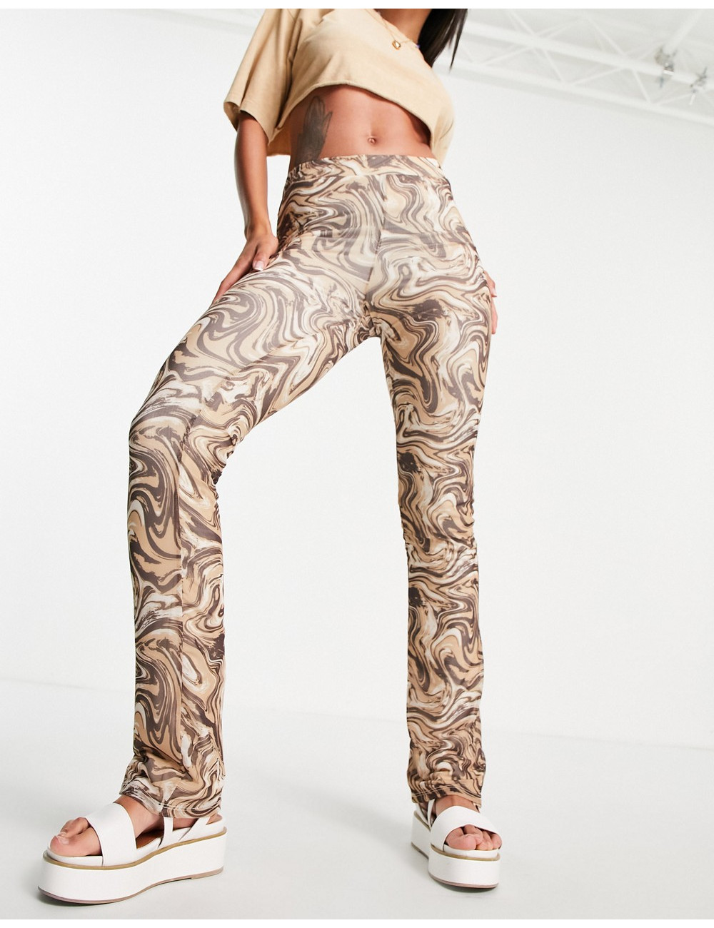 Topshop marble print flared...