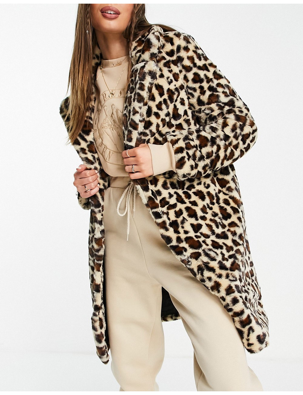 NA-KD coat in leopard print