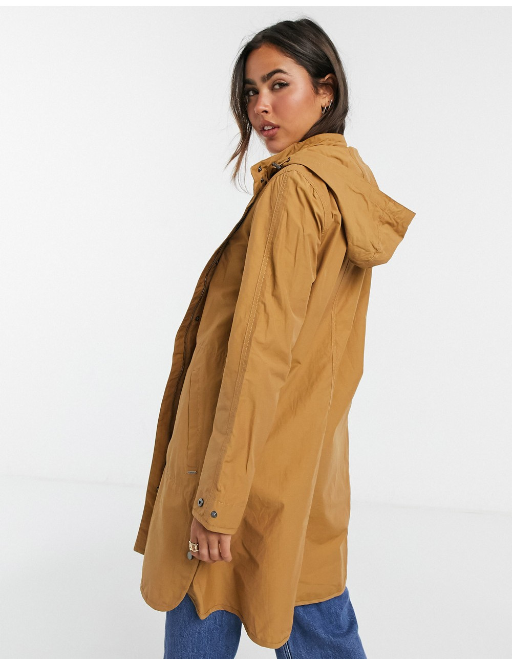 b.Young hooded coat in tan