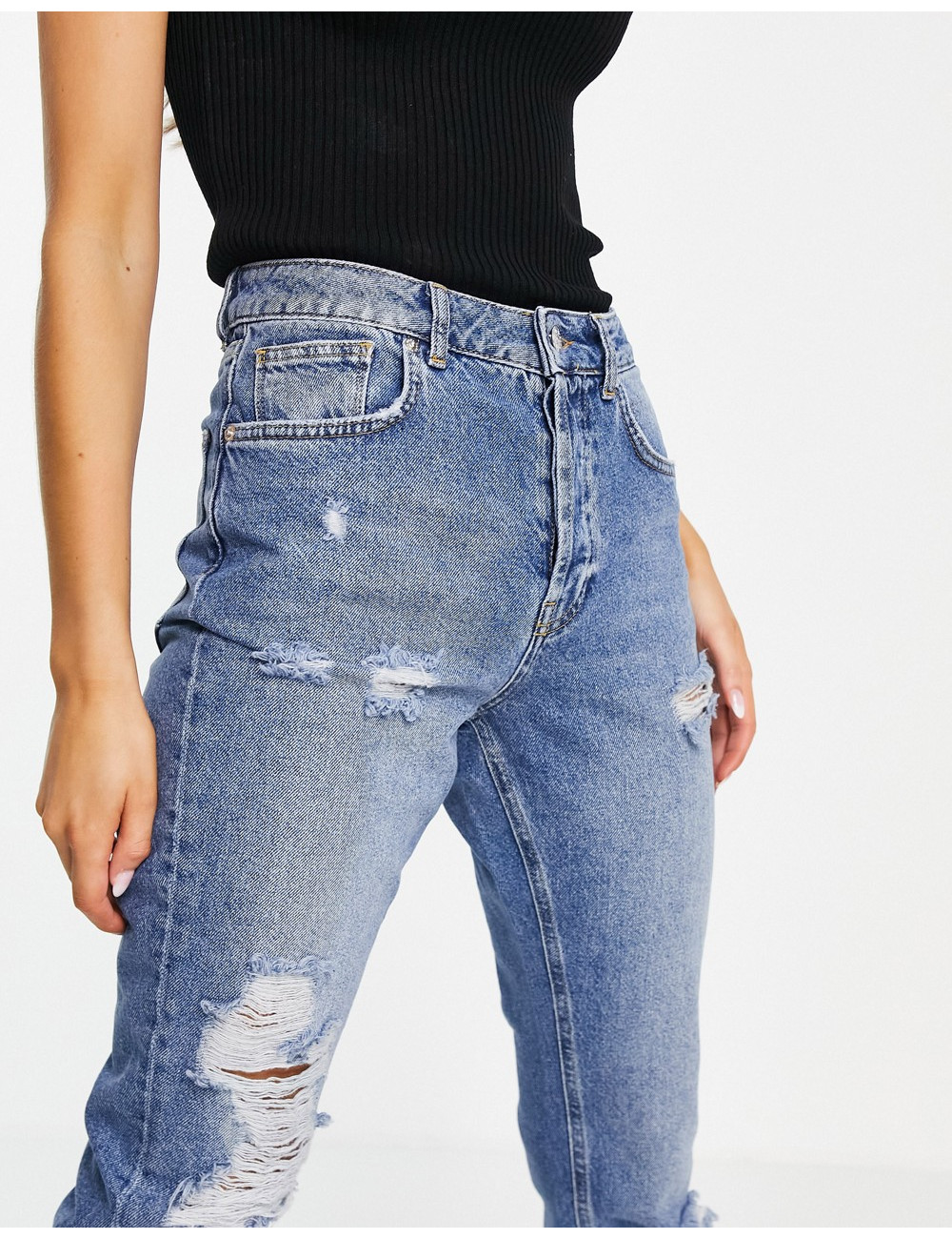 NA-KD ripped mom jeans in...