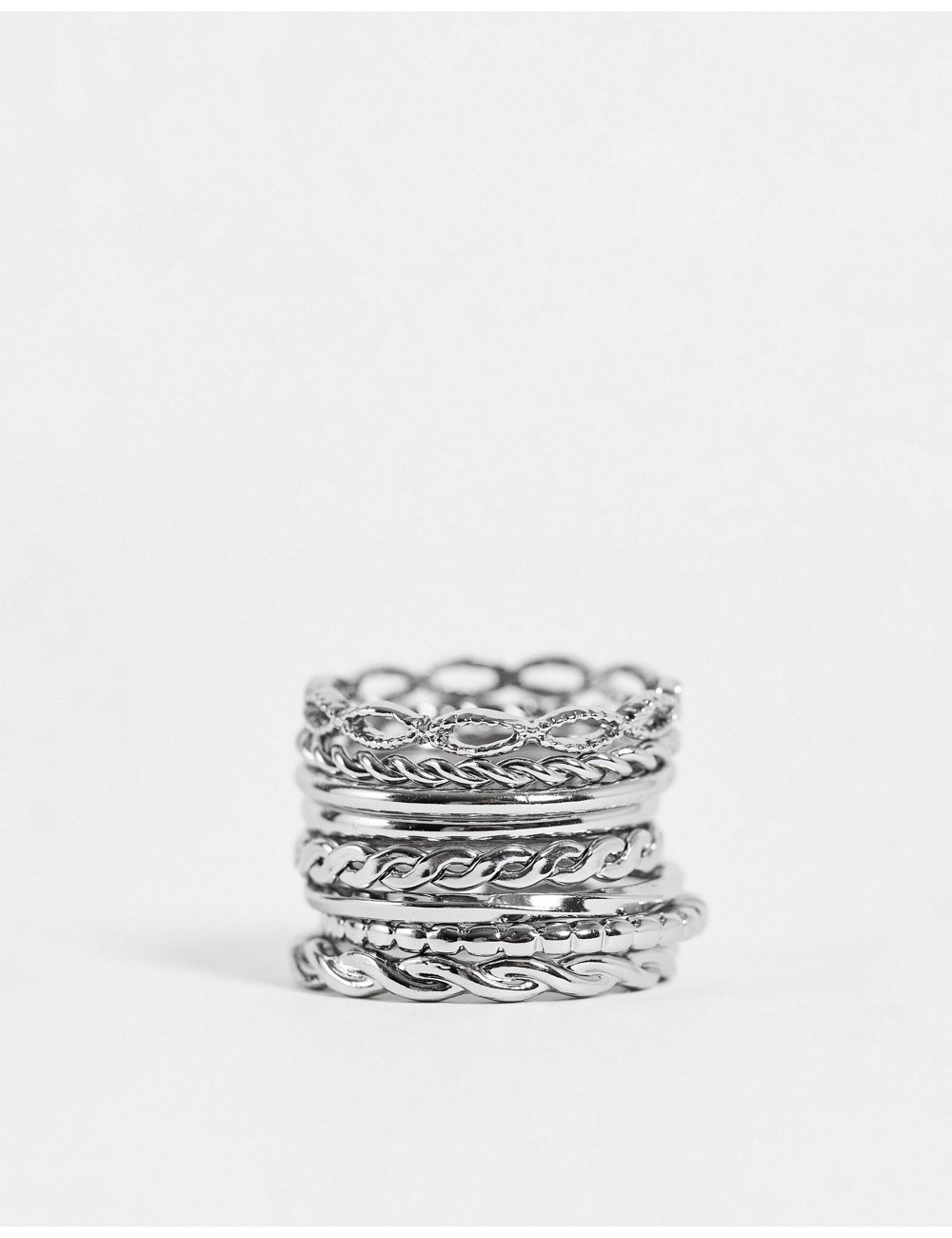 Silver Selfridge 8 pack rings