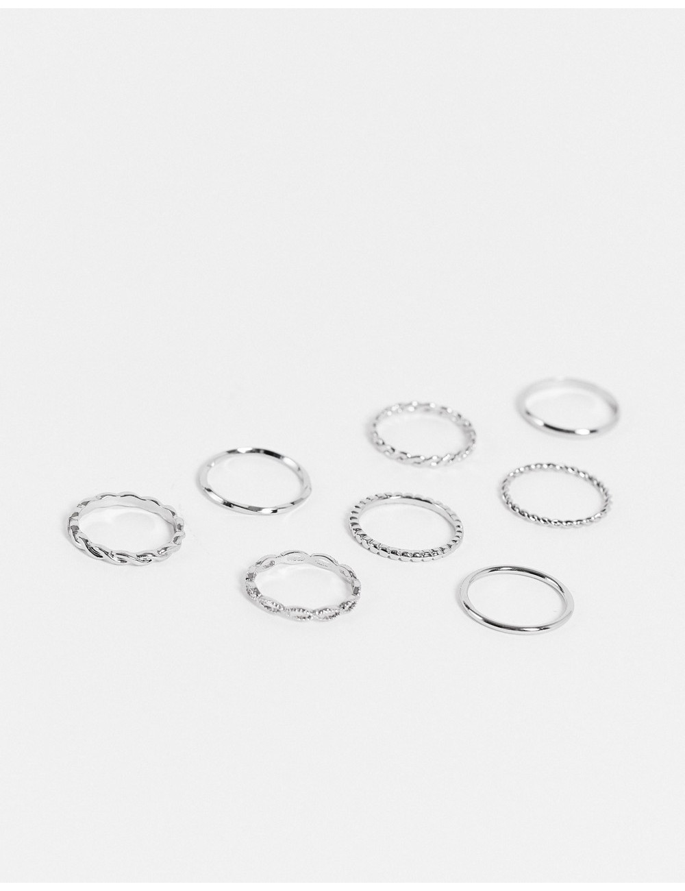 Silver Selfridge 8 pack rings