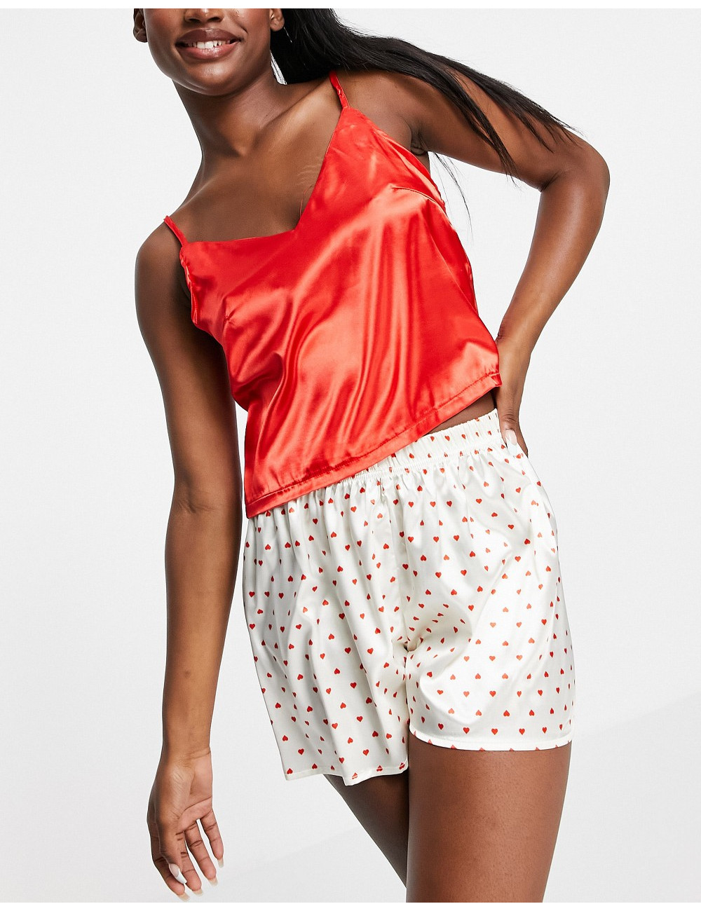 Night heart print red cami...