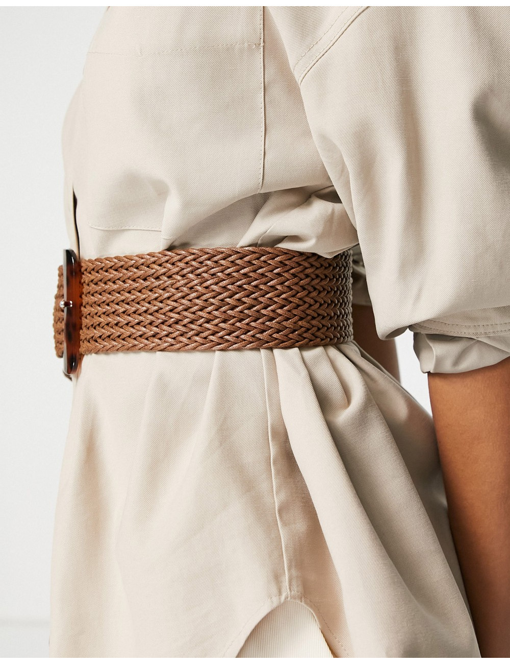 SVNX woven straw belt in brown