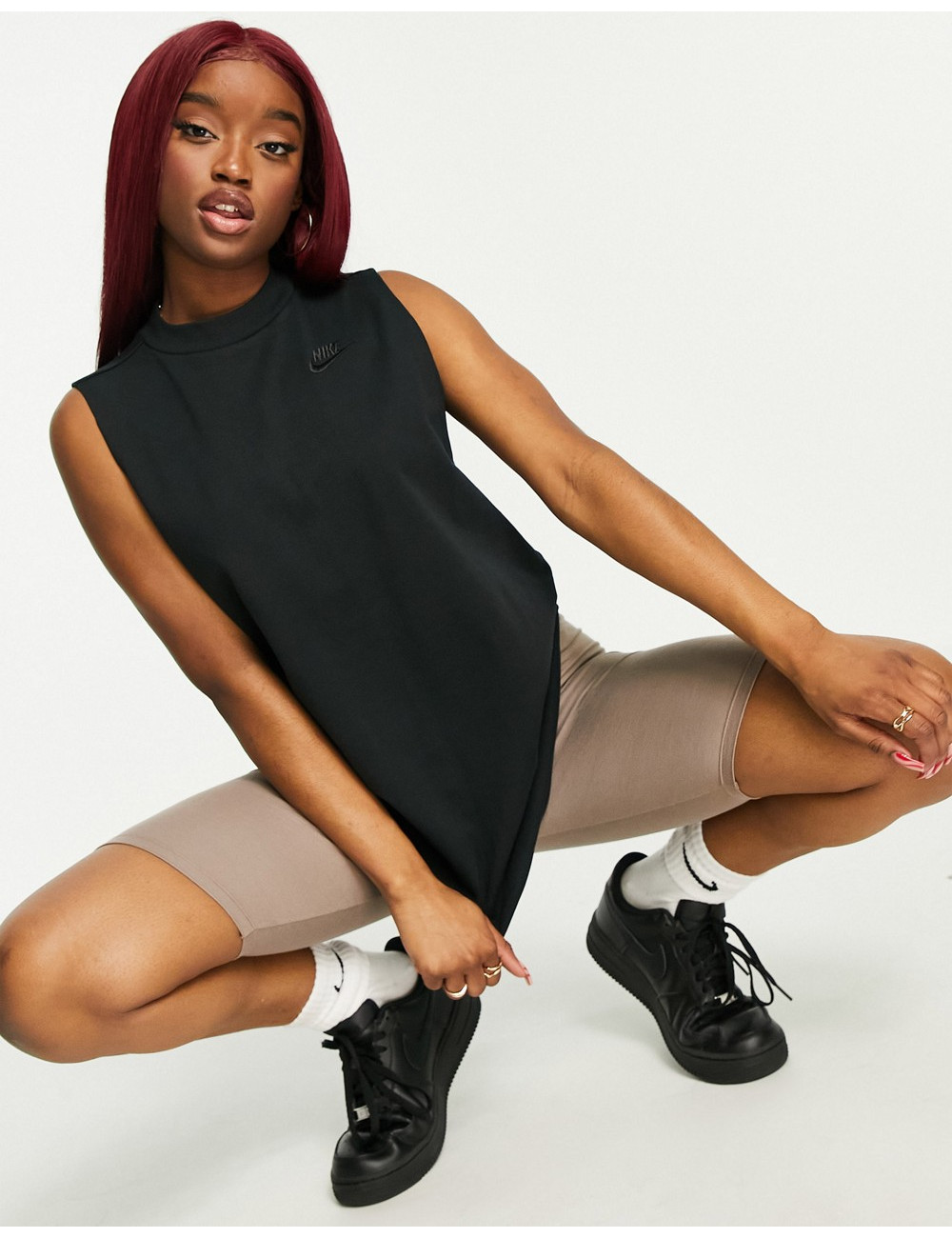 Nike Jersey Tunic Top in black